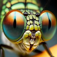 detailopname macro fotografie van vlieg insecten ai generatief foto