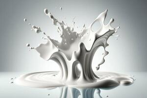 ai gegenereerd melk vloeistof melk plons. wit melk achtergrond. foto