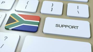 zuiden Afrika ondersteuning concept. knop Duwen 3d illustratie. ondersteuning van land of regering met nationaal vlag foto