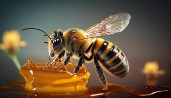 bij en honing, generatief ai foto