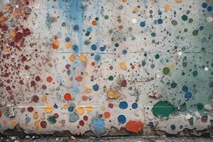 gecementeerd muur met verschillend kleuren vlekken. ai gegenereerd foto