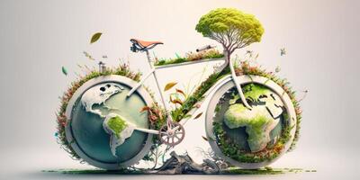 wereld fiets dag Aan wit achtergrond, eco vriendelijk fiets concept. generatief ai foto