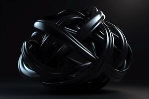 3d geven van abstract gedetailleerd vorm zwart futuristische achtergrond. ai gegenereerd foto