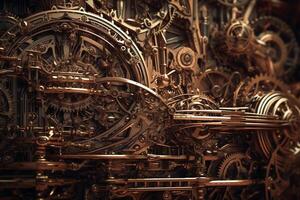 abstract mechanisch achtergrond steampunk fractaal. ai gegenereerd foto