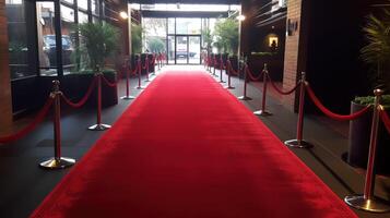 de glitter en aantrekkingskracht van de rood tapijt Bij een prijzen ceremonie. generatief ai foto