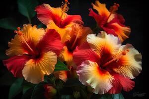 zomer genot helder en stoutmoedig hibiscus bloemen Aan Scherm. ai gegenereerd foto