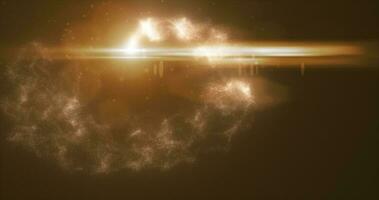 abstract geel gloeiend energie magie deeltje komeet vliegend langs pad lijn futuristische hi-tech achtergrond foto