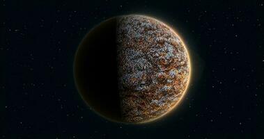 abstract planeet rood roestig realistisch futuristische ronde gebied tegen de achtergrond van sterren in ruimte foto