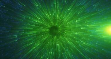 abstract groen energie magisch gloeiend spiraal kolken tunnel achtergrond met deeltjes foto