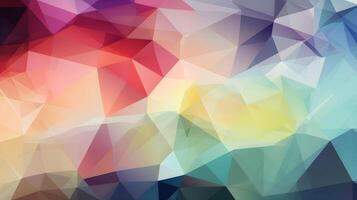 generatief ai inhoud, abstract regenboog achtergrond bestaande van gekleurde driehoeken, veelhoekige gekleurde achtergrond foto