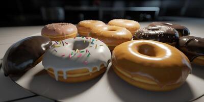 een volumetrisch verlichting brengen donuts ai gegenereerd foto