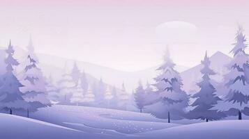de sneeuw landschap achtergrond zullen maken uw Kerstmis ontwerp aantrekkelijk, in de stijl van licht Purper en licht blauw, subtiel kleur variaties, genereren ai foto