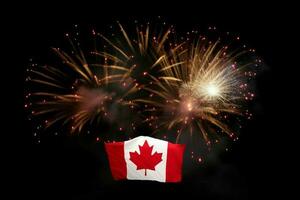 Canada vlag dag vuurwerk. genereren ai foto