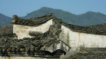 de mooi traditioneel Chinese dorp visie met de klassiek architectuur en vers groen bomen net zo achtergrond foto