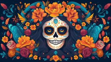 dag van de dood, dia de los muertos. illustratie ai generatief foto