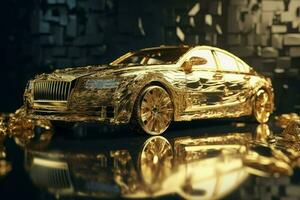 rijkdom goud auto. genereren ai foto