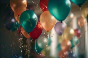 viering kleurrijk ballonnen feest. genereren ai foto