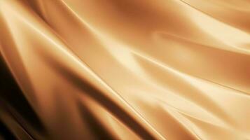 goud satijn kleding stof structuur achtergrond. detailopname van golfde gouden zijde kleding stof. 3d geven illustratie foto