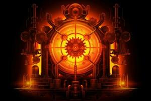 steampunk nucleair reactor versnelling. genereren ai foto