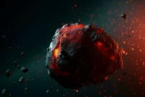 asteroïde rood filmisch. genereren ai foto