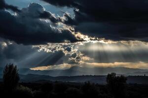 dramatisch bewolkt lucht landschap generatief ai foto