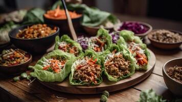 salade met groenten en vlees, gezond voedsel generatief ai foto