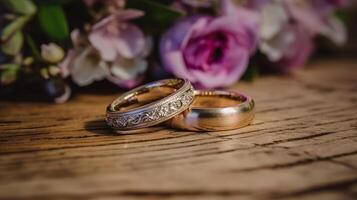 bruiloft ringen. illustratie ai generatief foto