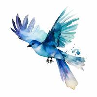 waterverf blauw vogel. illustratie ai generatief foto