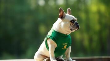 schattig hond in t-shirt. illustratie ai generatief foto