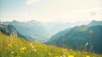 Alpen zomer achtergrond. illustratie ai generatief foto