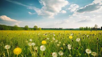 mooi paardebloem veld. illustratie ai generatief foto