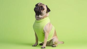 schattig hond in t-shirt. illustratie ai generatief foto