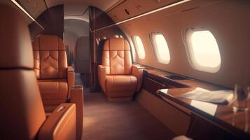 interieur van luxueus privaat Jet illustratie ai generatief foto