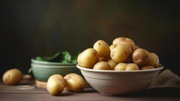 gekookt nieuw aardappel. illustratie ai generatief foto