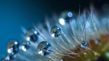 water druppels Aan wit paardebloem. illustratie ai generatief foto