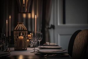 luxe restaurant interieur. illustratie ai generatief foto