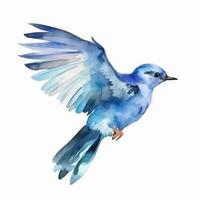 waterverf blauw vogel. illustratie ai generatief foto