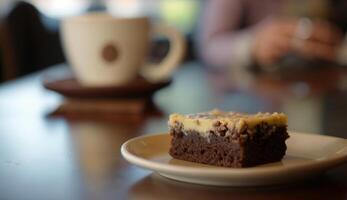 brownie en koffie. illustratie ai generatief foto