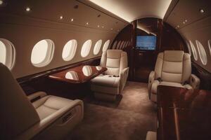 interieur van luxueus privaat Jet illustratie ai generatief foto