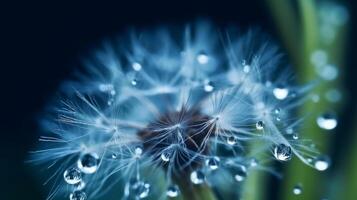 water druppels Aan wit paardebloem. illustratie ai generatief foto