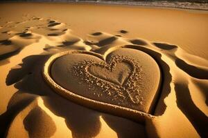 hand- getrokken hart Aan de zand ai gegenereerd foto