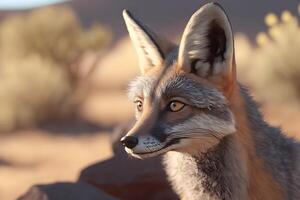 vos in groen Woud. dieren in het wild tafereel van natuur. neurale netwerk ai gegenereerd foto