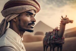 lokaal emirati Mens. bedoeïenen van Verenigde Arabisch emiraten. neurale netwerk ai gegenereerd foto