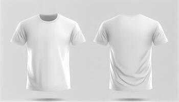 t-shirt kort mouw mannen afdrukken model, 3d veroorzaken, voorkant en rug, kopiëren ruimte, generatief ai foto