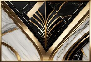 abstract kunst deco marmeren goud meetkundig achtergrond. generatief ai foto