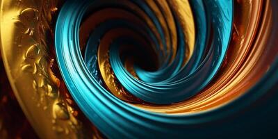 abstract achtergrond van spiraal golven gouden helder kleuren en overlappend. gemaakt door generatief ai foto