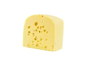 stuk van kaas, geïsoleerd Aan wit achtergrond foto