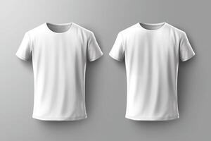 blanco wit t-shirt model, voorkant visie geïsoleerd Aan grijs achtergrond, generatief ai foto