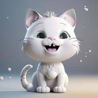 schattig grappig tekenfilm kat met grappig uitdrukking. tekenfilm karakter glimlach gezicht kat, generatief ai foto