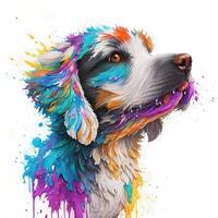 tekening hond plons kunst illustratie, ai gegenereerd foto